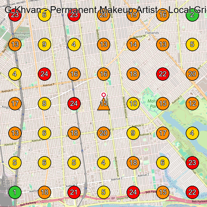 G Khvan - Permanent Makeup Artist Permanent Make-Up Clinic GeoGrid ranking map for Brooklyn NY